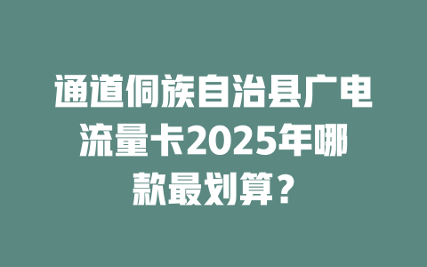 通道侗族自治县广电流量卡2025年哪款最划算？