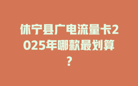 休宁县广电流量卡2025年哪款最划算？