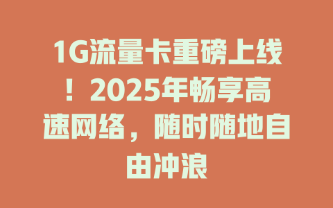 1G流量卡重磅上线！2025年畅享高速网络，随时随地自由冲浪