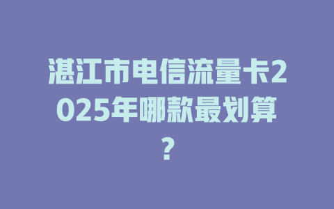 湛江市电信流量卡2025年哪款最划算？