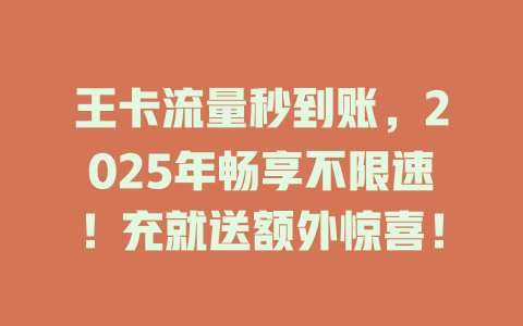 王卡流量秒到账，2025年畅享不限速！充就送额外惊喜！
