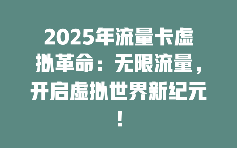 2025年流量卡虚拟革命：无限流量，开启虚拟世界新纪元！