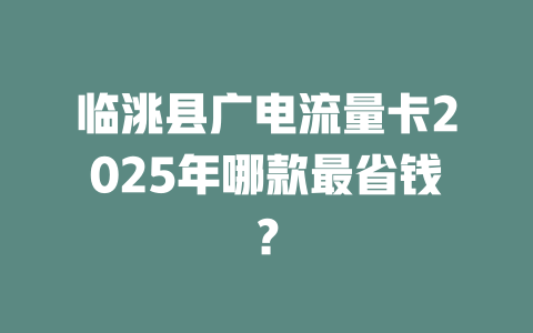 临洮县广电流量卡2025年哪款最省钱？