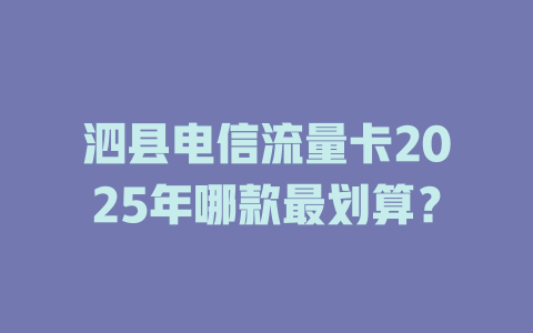 泗县电信流量卡2025年哪款最划算？