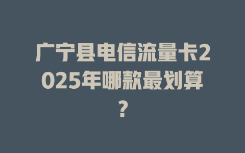 广宁县电信流量卡2025年哪款最划算?