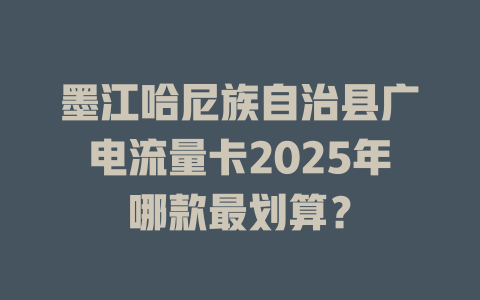 墨江哈尼族自治县广电流量卡2025年哪款最划算？