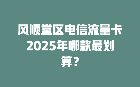 风顺堂区电信流量卡2025年哪款最划算？