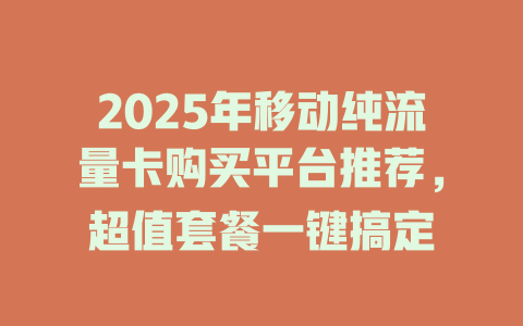 2025年移动纯流量卡购买平台推荐，超值套餐一键搞定