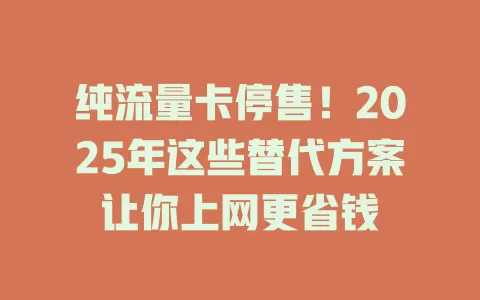 纯流量卡停售！2025年这些替代方案让你上网更省钱