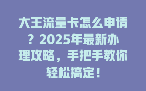 大王流量卡怎么申请？2025年最新办理攻略，手把手教你轻松搞定！