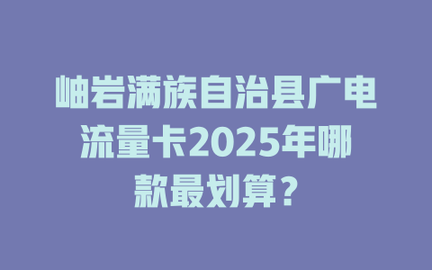 岫岩满族自治县广电流量卡2025年哪款最划算？