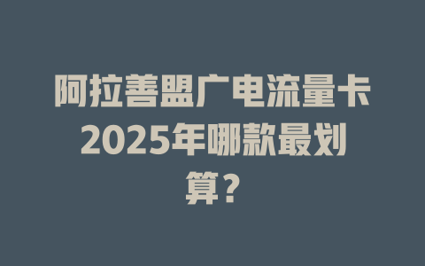 阿拉善盟广电流量卡2025年哪款最划算?