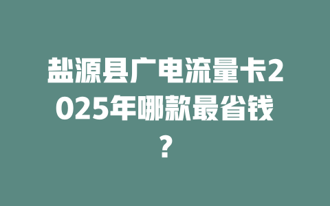 盐源县广电流量卡2025年哪款最省钱？
