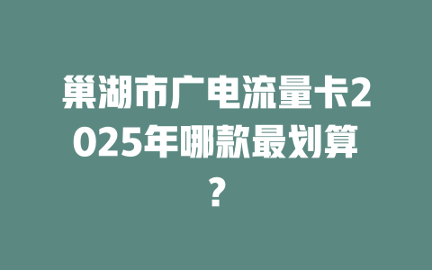 巢湖市广电流量卡2025年哪款最划算？