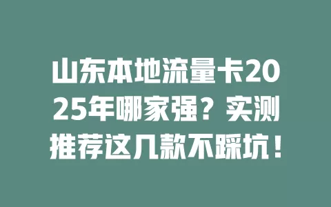 山东本地流量卡2025年哪家强?实测推荐这几款不踩坑!