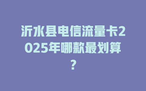 沂水县电信流量卡2025年哪款最划算？