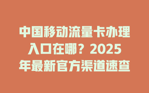 中国移动流量卡办理入口在哪?2025年最新官方渠道速查