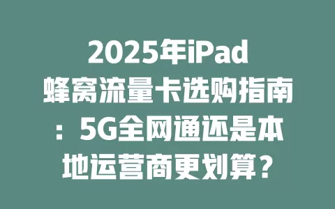 2025年iPad蜂窝流量卡选购指南：5G全网通还是本地运营商更划算？