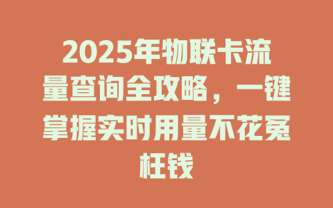 2025年物联卡流量查询全攻略，一键掌握实时用量不花冤枉钱