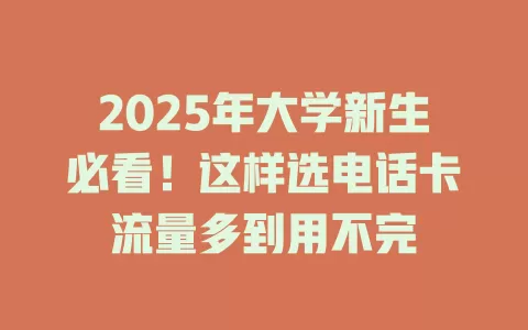 2025年大学新生必看！这样选电话卡流量多到用不完