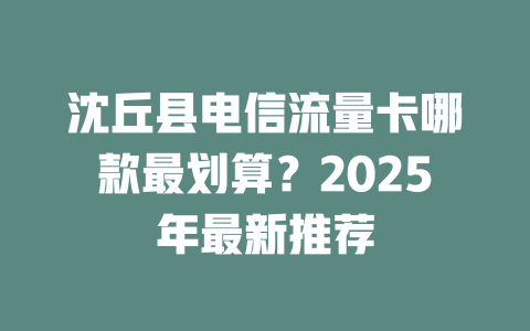 沈丘县电信流量卡哪款最划算？2025年最新推荐