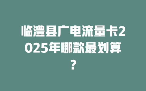 临澧县广电流量卡2025年哪款最划算？