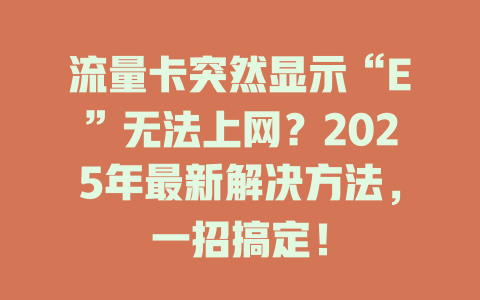 流量卡突然显示“E”无法上网？2025年最新解决方法，一招搞定！