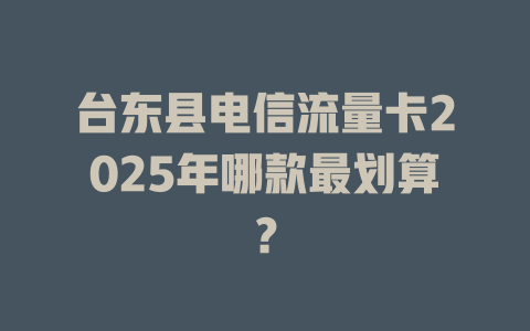 台东县电信流量卡2025年哪款最划算？