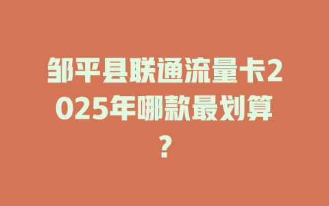 邹平县联通流量卡2025年哪款最划算？