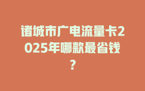 诸城市广电流量卡2025年哪款最省钱？