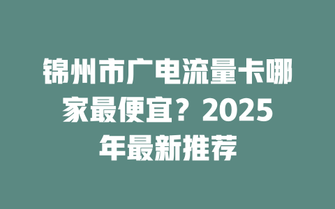 锦州市广电流量卡哪家最便宜？2025年最新推荐