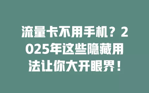 流量卡不用手机？2025年这些隐藏用法让你大开眼界！