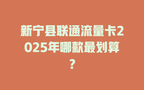 新宁县联通流量卡2025年哪款最划算？