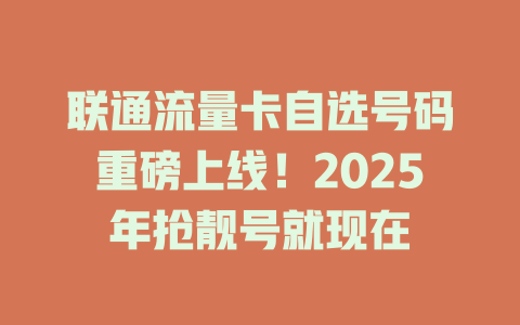 联通流量卡自选号码重磅上线！2025年抢靓号就现在