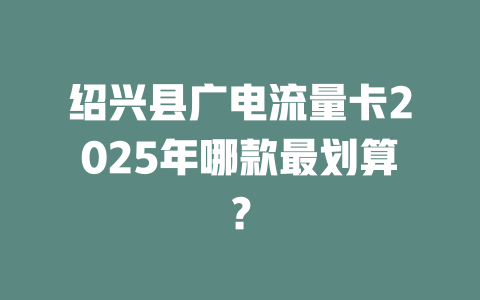 绍兴县广电流量卡2025年哪款最划算？
