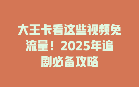 大王卡看这些视频免流量！2025年追剧必备攻略