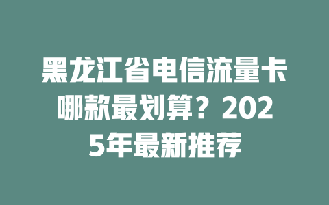 黑龙江省电信流量卡哪款最划算？2025年最新推荐