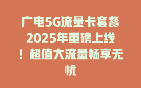 广电5G流量卡套餐2025年重磅上线！超值大流量畅享无忧