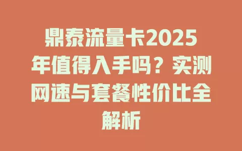 鼎泰流量卡2025年值得入手吗？实测网速与套餐性价比全解析