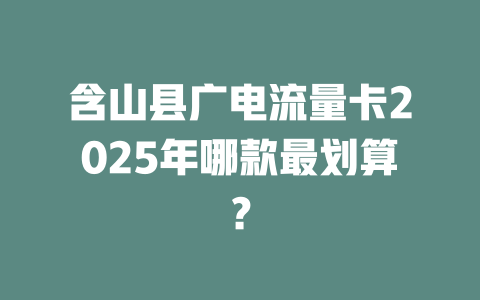 含山县广电流量卡2025年哪款最划算？