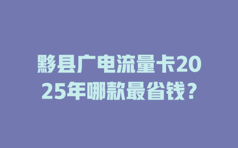 黟县广电流量卡2025年哪款最省钱？