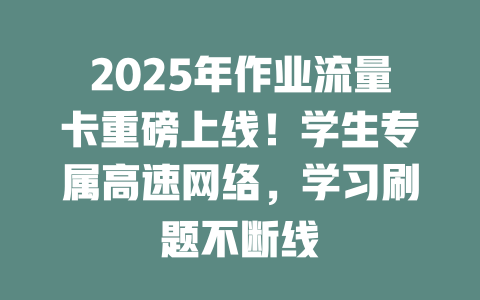 2025年作业流量卡重磅上线！学生专属高速网络，学习刷题不断线