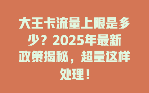 大王卡流量上限是多少？2025年最新政策揭秘，超量这样处理！