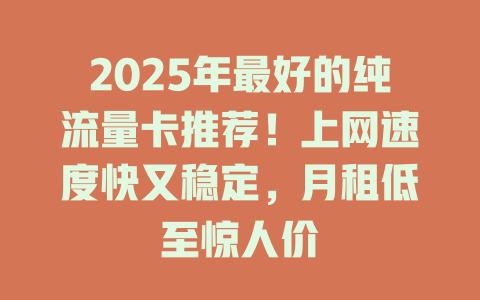2025年最好的纯流量卡推荐！上网速度快又稳定，月租低至惊人价