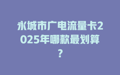 永城市广电流量卡2025年哪款最划算？