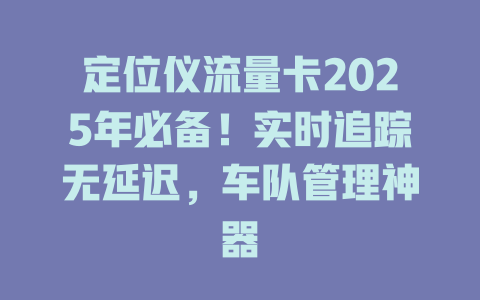 定位仪流量卡2025年必备！实时追踪无延迟，车队管理神器