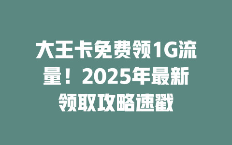 大王卡免费领1G流量！2025年最新领取攻略速戳