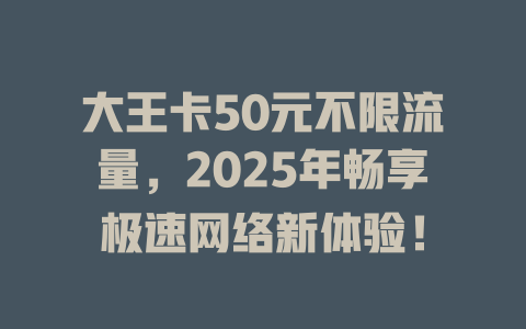 大王卡50元不限流量，2025年畅享极速网络新体验！