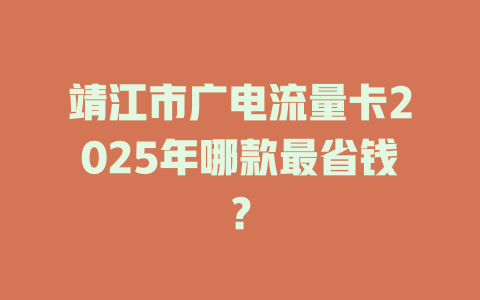 靖江市广电流量卡2025年哪款最省钱？