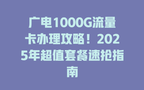 广电1000G流量卡办理攻略！2025年超值套餐速抢指南